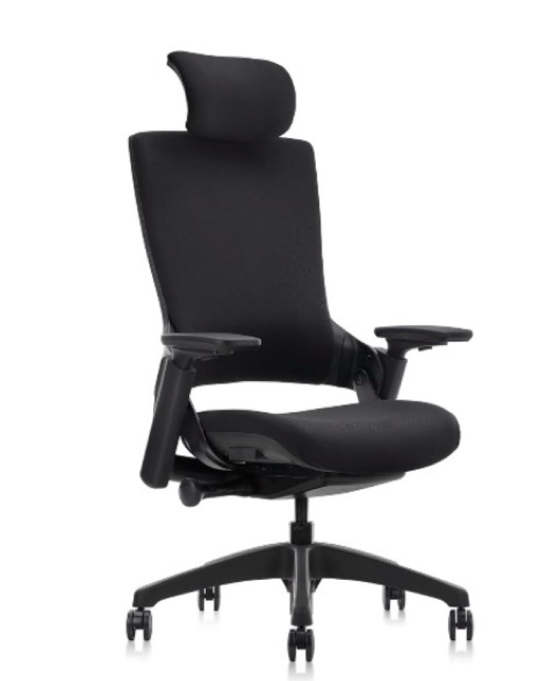 CLATINA Ergonomic High Swivel Executive Chair with Adjustable Height Head 3D Arm Rest Lumbar Support and Upholstered Back for Home Office Black