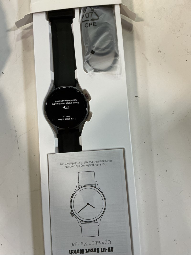Condition photo showing New/Like New for fitpolo smart watch for men women,1.3" amoled touchscreen fitness tracker, make/answer calls, heart rate spo2 monitor, 3atm waterproof, sleep & activity tracking smartwatch for android phones iphone black