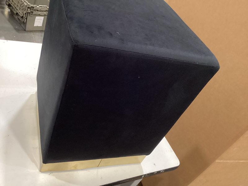 Condition photo showing Good Condition for adeco square ottoman footrest velvet vanity stool gold trim footstool black 14.6" x 14.6" x 18.3" foot stool, standard ottoman