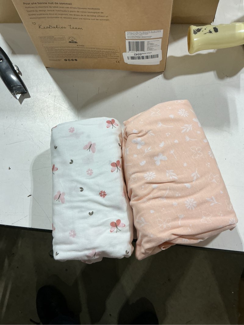 Condition photo showing Good Condition for keababies 2-pack organic crib sheets for boys, girls - 52x28 fitted crib mattress sheet neutral, breathable jersey cotton cover for baby bed, toddler mattress, soft & cute prints (butterflies)
