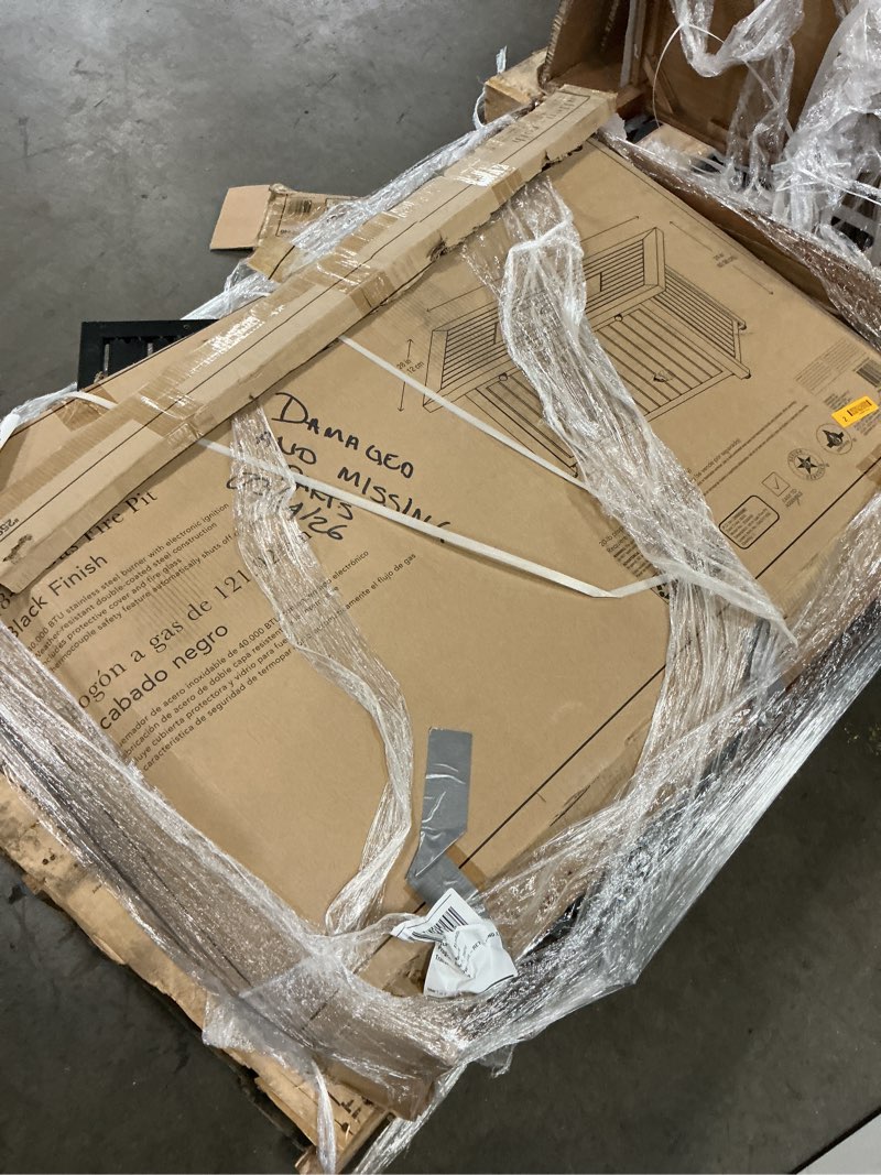 Condition photo showing As Is for allen + roth 48-in w 40000 maximum btus steel rectangle liquid propane fire pit table