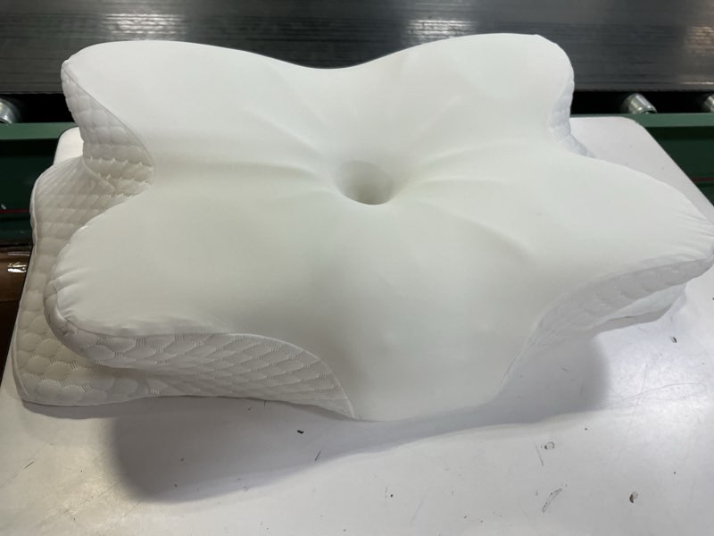 Condition photo showing Good Condition for ultra pain relief cooling pillow for neck support, adjustable cervical pillow cozy sleeping, odorless ergonomic contour memory foam pillows, orthopedic bed pillow for side back stomach sleeper white queen