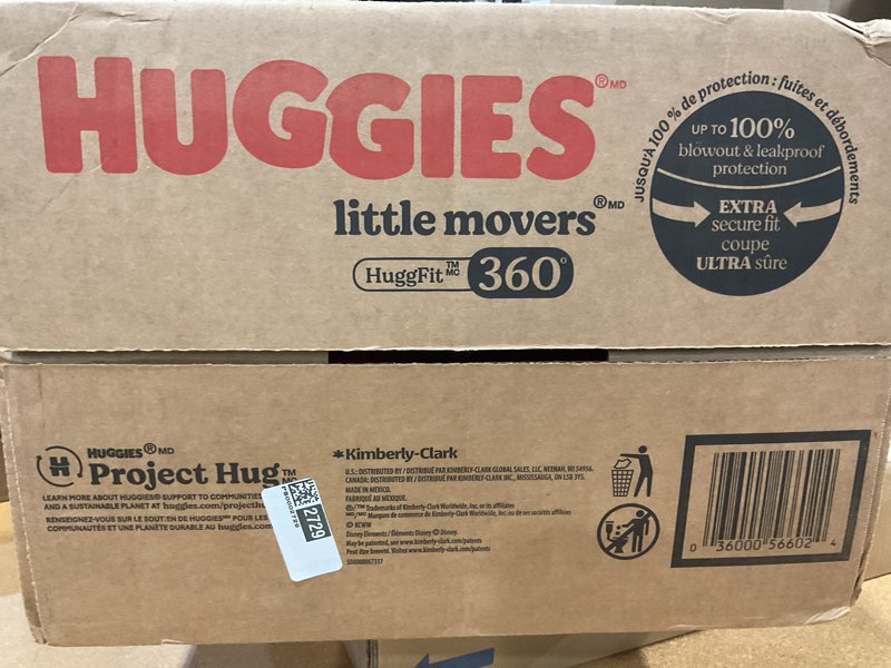 Condition photo showing New/Like New for huggies little movers huggfit 360 pull on diapers - size 5 - 128ct