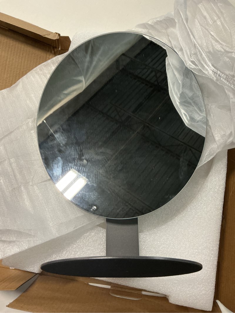 Condition photo showing Good Condition for oval makeup mirror for desk, 12 inch frameless metal standing table top mirror, adjustable angle