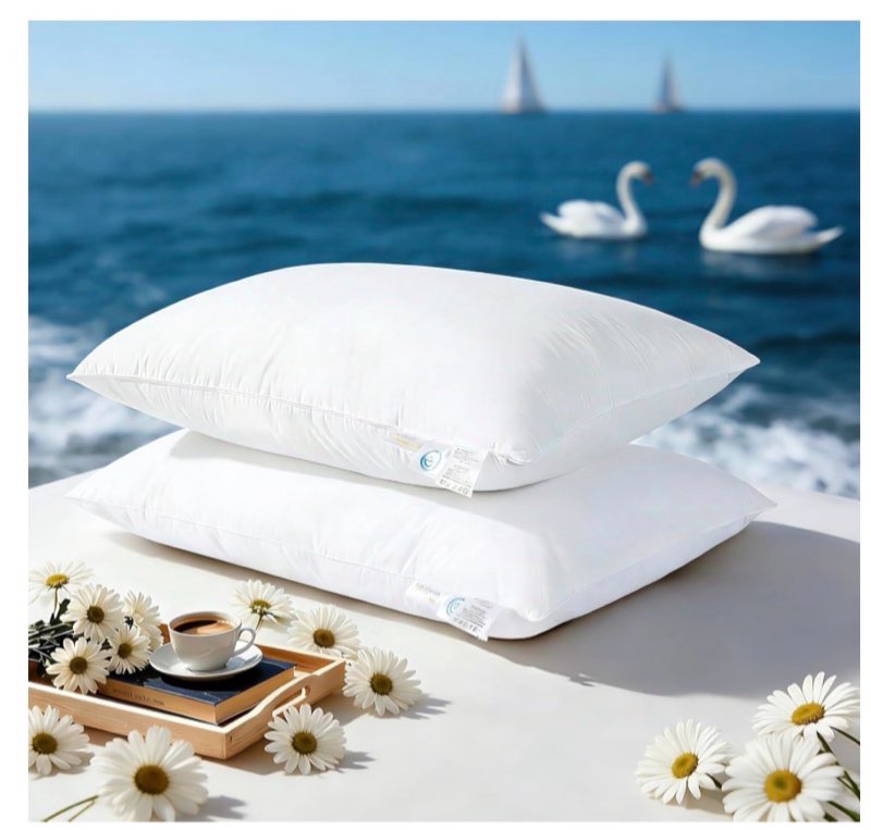 LIANLAM RDS Certified Goose Feather & Down Pillow, Hotel Style Bed Pillows for Side and Back Sleeper