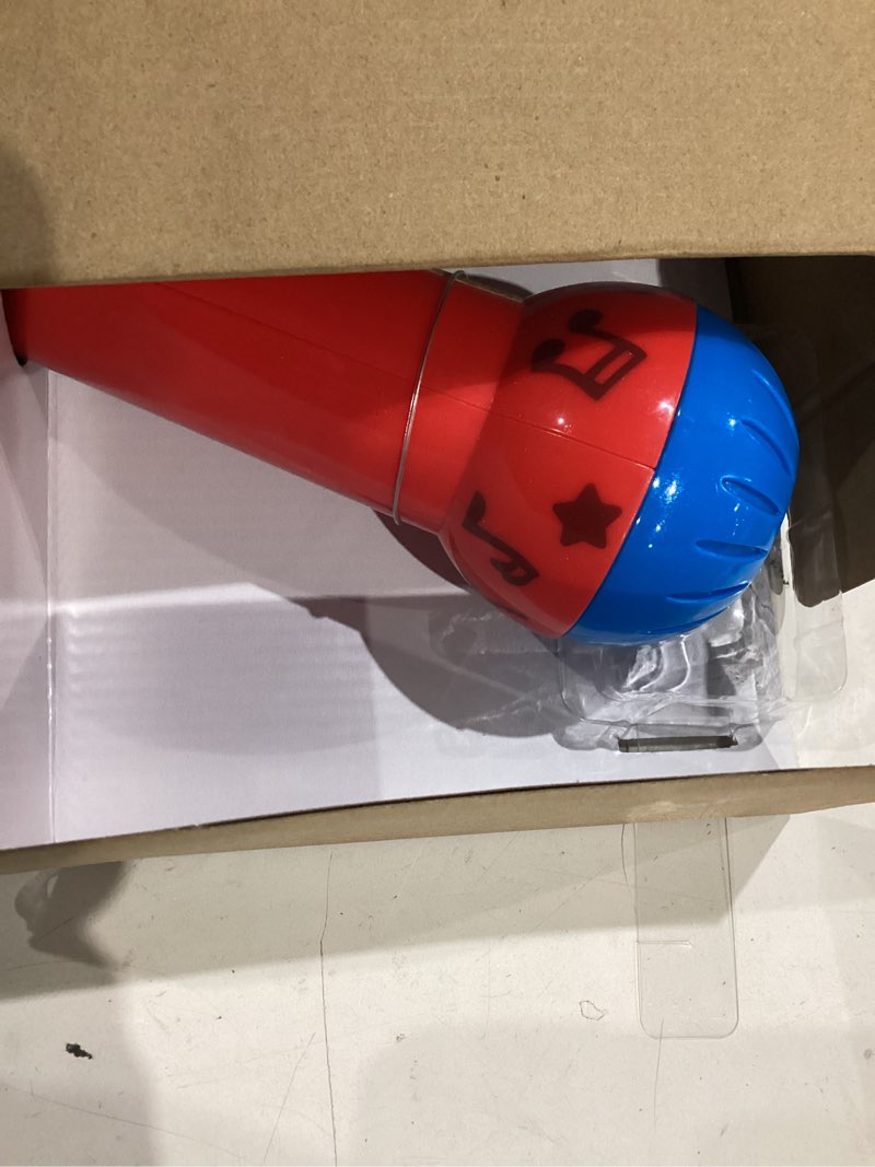 Condition photo showing New/Like New for hape mighty echo microphone | battery-free voice amplifying microphone toy for kids 1 year & up, red, model number: e0337