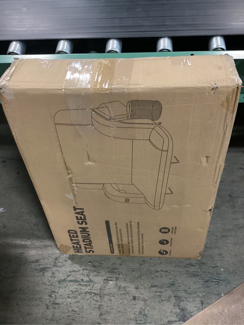 Condition photo showing New/Like New for hoperan dual-sided heated stadium seats for bleachers with back support, 20000mah power bank included stadium chair, 3 levels heating stadium seating for bleachers seat with backrest black-1pc 23"