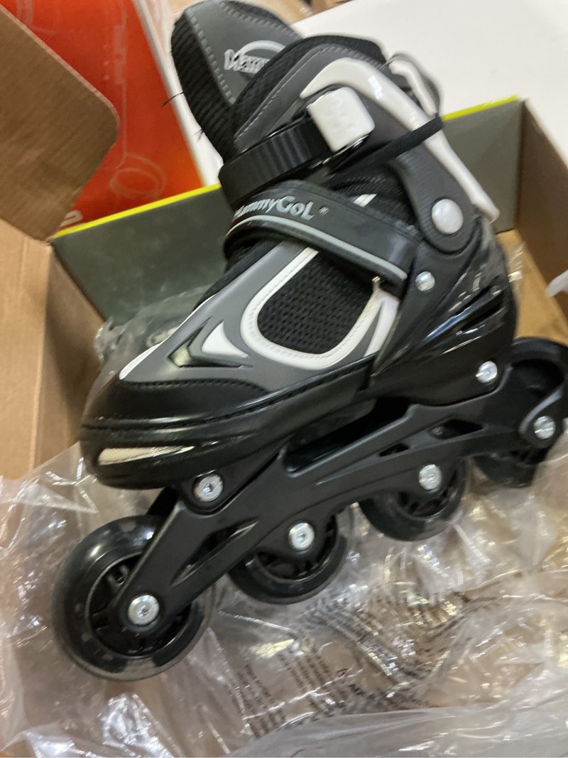 Condition photo showing As Is for mammygol adjustable inline skates for kids boys girls youth blades roller skates with light up wheels ages 4-16 black medium - big kid (1-4us)