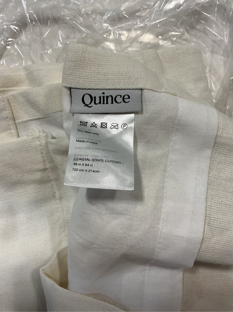 Condition photo showing Good Condition for coastal stripe linen cotton curtain - single panel 48x84 grey/ivory