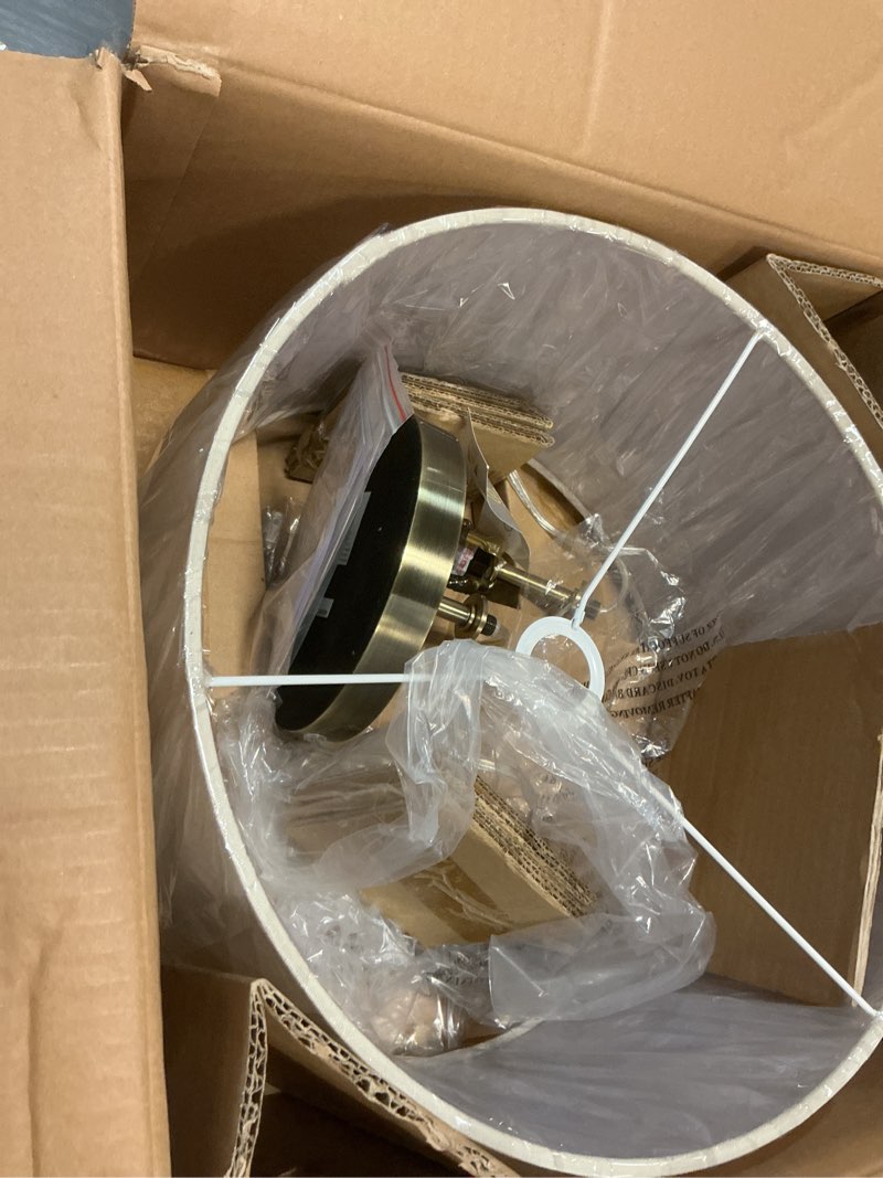 Condition photo showing Good Condition for adesso 3376-15 hamilton table lamp, 26.25 in., 100w incandescent/26w cfl, walnut eucalyptus wood/antique brass, 1 modern lamp