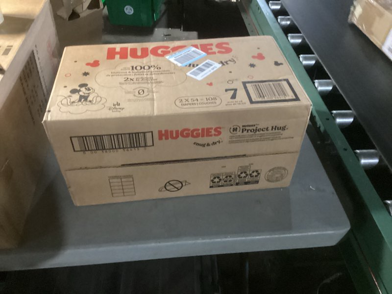 Condition photo showing Good Condition for huggies size 7 diapers, snug & dry baby diapers, size 7 (41+ lbs), 108 count (2 packs of 54), packaging may vary size 7 108