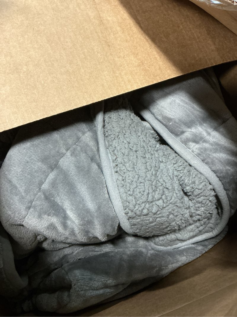 Condition photo showing Good Condition for Uttermara Weighted Blanket Queen Size 15lbs 60x80 inches with Soft Plush Fleece, Cozy Warm Sherpa Snuggle Thick Heavy Blanket Great for Sleep and Calming, Grey