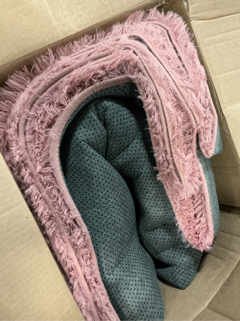 Condition photo showing As Is for Blush Runner Area Rug for Hallway, Bedroom Bedside Plush Rugs, Non Slip Fluffy Shaggy Carpet for Kids Home Decor, Dorm Nursery 2x6 Ft Blush 2' x 6' (Rectangular)