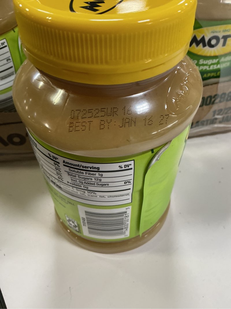 Condition photo showing New/Like New for Best by - Jan/16/2027) Mott's No Sugar Added Applesauce, 23 Oz Jar (Pack Of 12), Good Source Of Vitamin C, No Artificial Flavors 