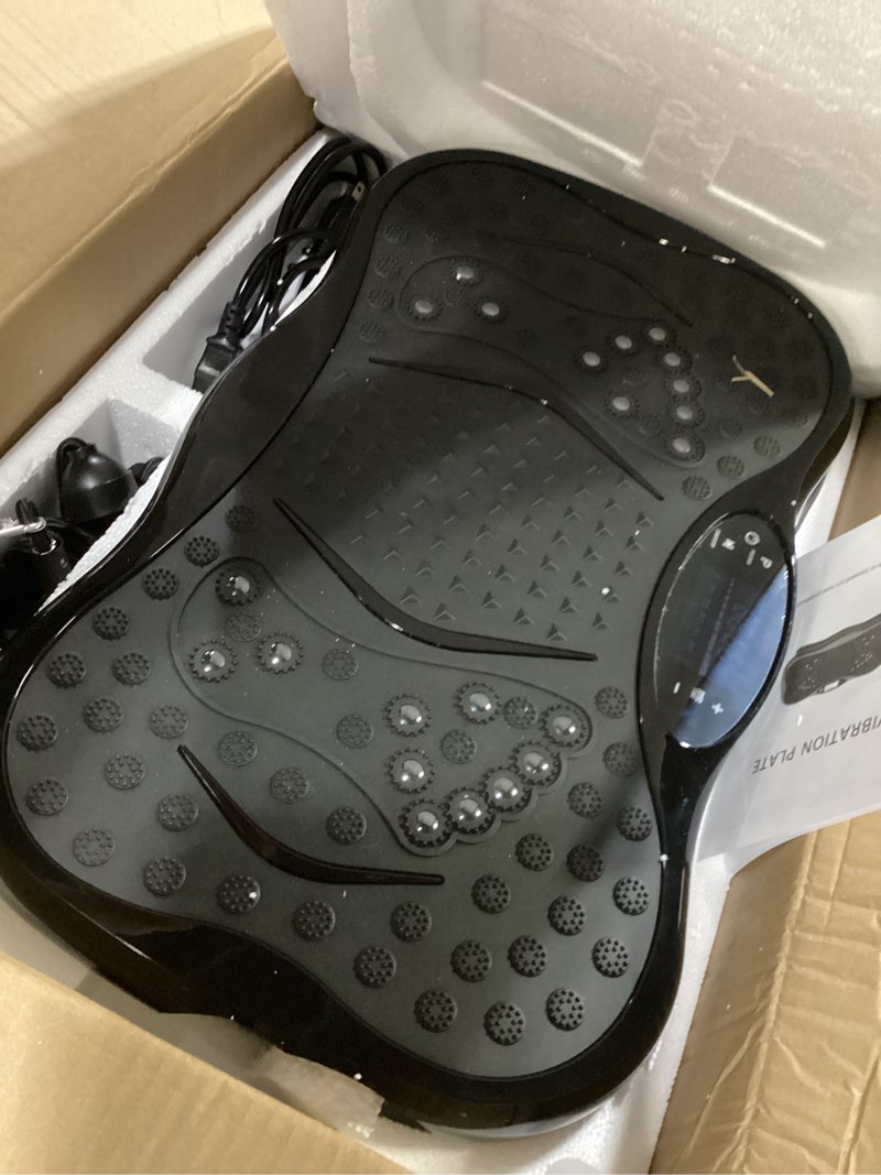 Condition photo showing Good Condition for vibration plate exercise machine, lymphatic drainage machine for weight loss, lymphatic drainage & muscle recovery, multiple speeds with bluetooth & remote, max user weight 330lbs pure black