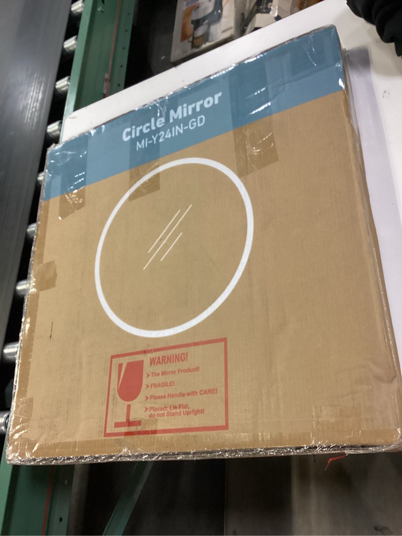 Condition photo showing Good Condition for Bathroom Mirror for Wall, 24 Inch Round Mirror, Matte Black Metal Framed Circle Vanity Mirror for Bathroom Bedroom Living Room Entryway, Anti-Rust, Tempered Glass, Hanging or Leaning