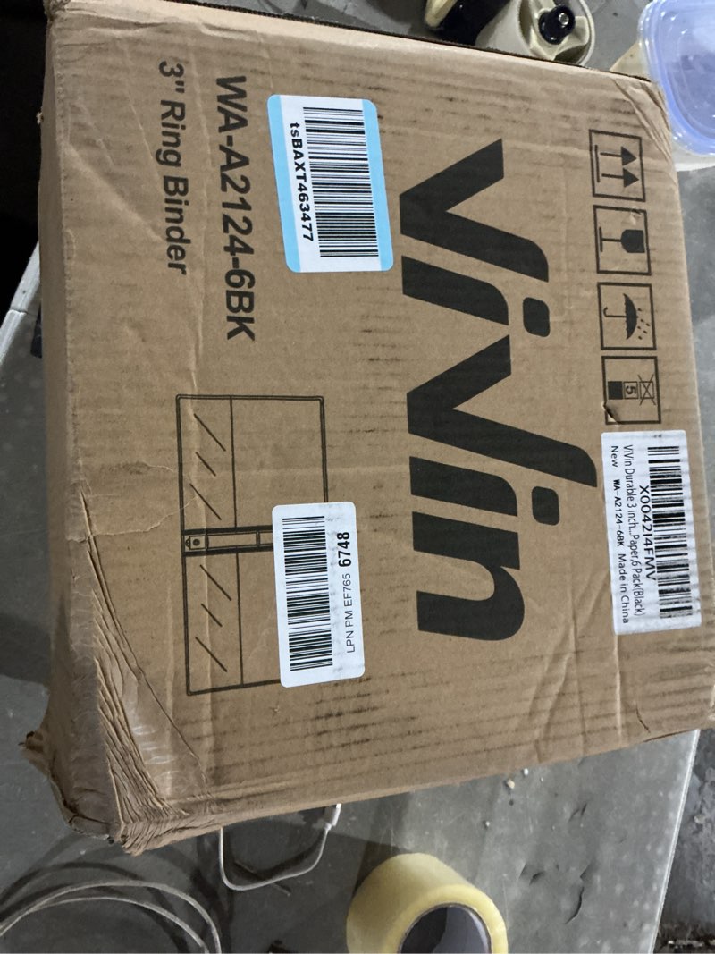 Condition photo showing Good Condition for ViVin Durable 3 inch D Ring View Binder, Large 3" Slant-D Ring with 725-Sheet Capacity, Fit 8.5" x 11" Paper, 6 Pack(Black) 3" 6 Pack Black