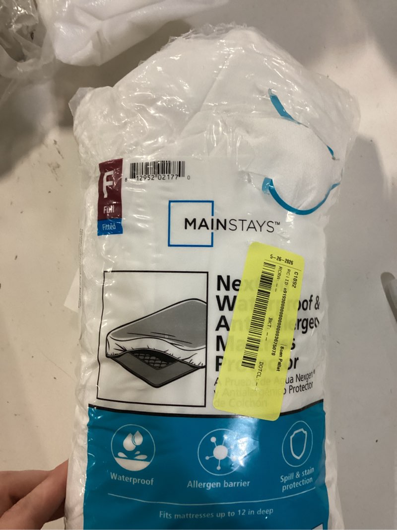Condition photo showing As Is for mainstays nexgen waterproof and anti allergen mattress protector queen fitted, full, twin all available