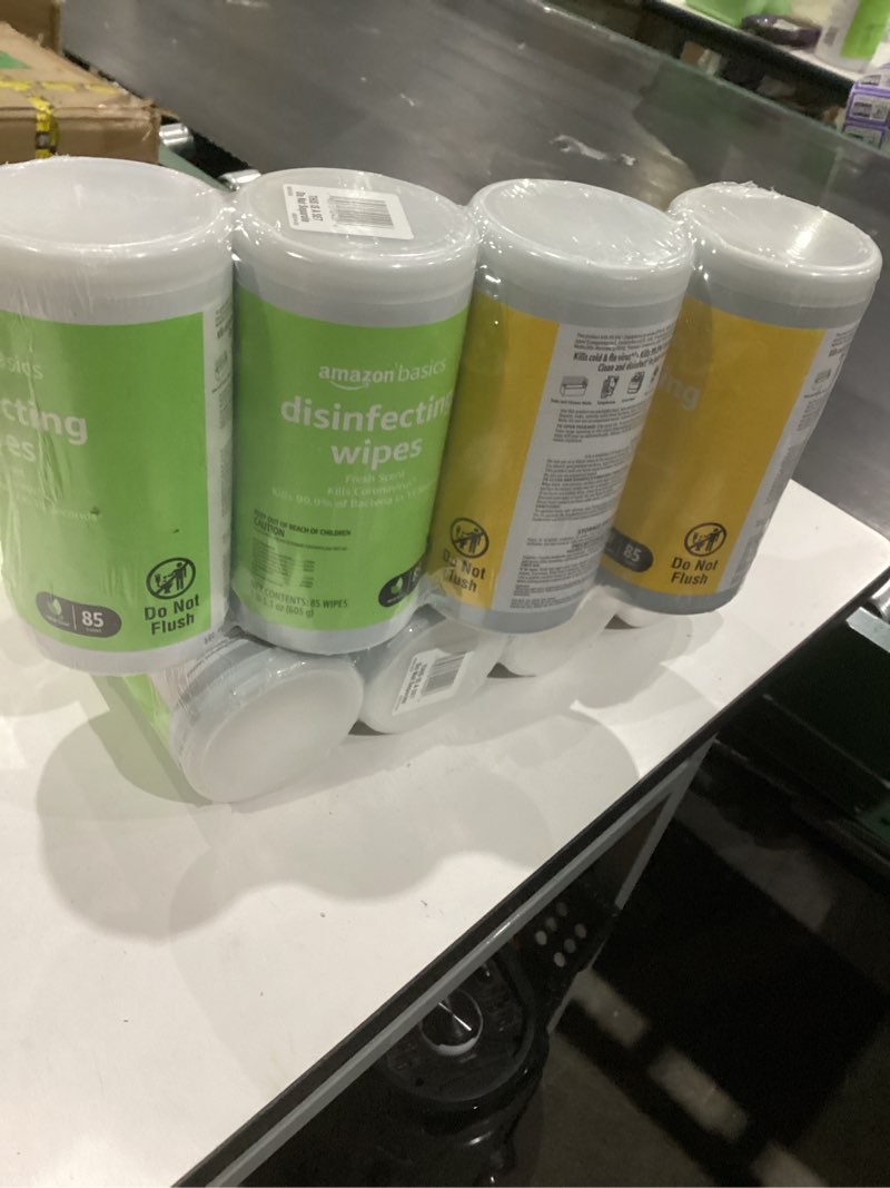 Condition photo showing New/Like New for Amazon Basics Disinfecting Wipes, Lemon & Fresh Scent, Sanitizes/Cleans/Disinfects/Deodorizes, 340 Count (4 Packs of 85) 4Pack--2 Lemon, 2 Fresh 85 Count (Pack of 4)