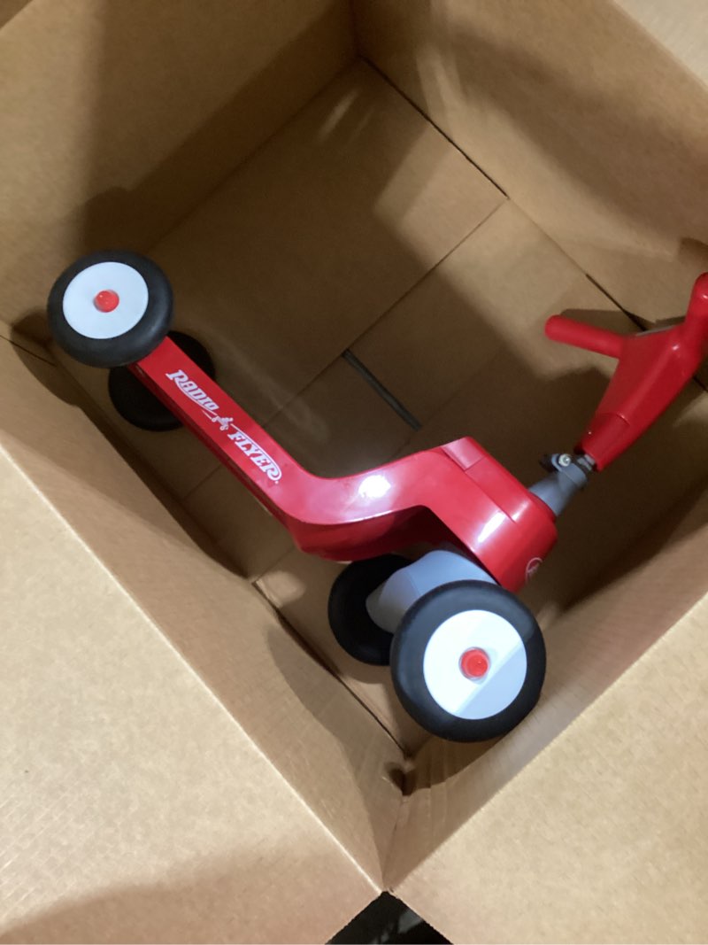 Condition photo showing Good Condition for similar item radio flyer scoot 2 scooter, red, for kids ages 1-4, ride on toy or 4-wheel kids scooter, durable wheels and frame, converts easily with flip deck, toddler ride on toys