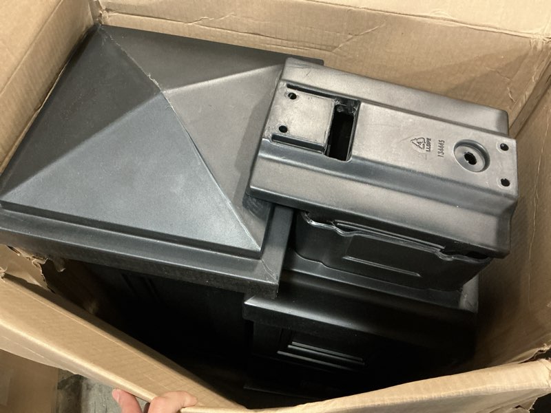 Condition photo showing Good Condition for step2 atherton grand onyx black xl mailbox and mailbox post kit – elegantly styled mailbox with post cover, magnetic closure & newspaper chute – ultra durable, low maintenance mail post & xl mailbox onyx black mail post and onyx black xl mailbox