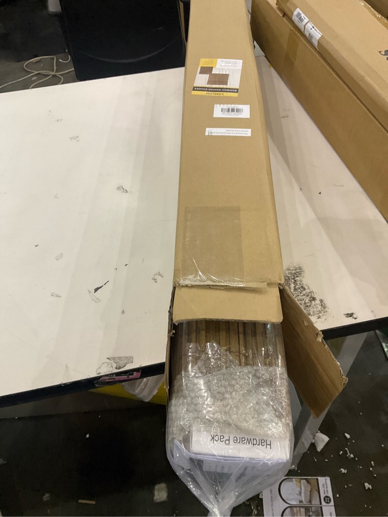 Condition photo showing New/Like New for Cordless Bamboo Roman Shades for Windows, Blinds Size (35" W ×64" H) Colour (Highfield Teak) Highfield Teak 35" W ×64" H