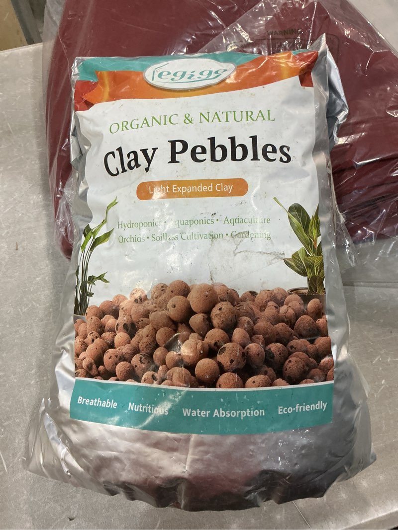 Condition photo showing New/Like New for legigo 10 lb organic leca clay pebbles for plants, 4mm-16mm 100% natural leca balls for indoor plants, hydroton clay pebbles for plants hydroponic aquaponics growing orchid drainage terrarium 10lb