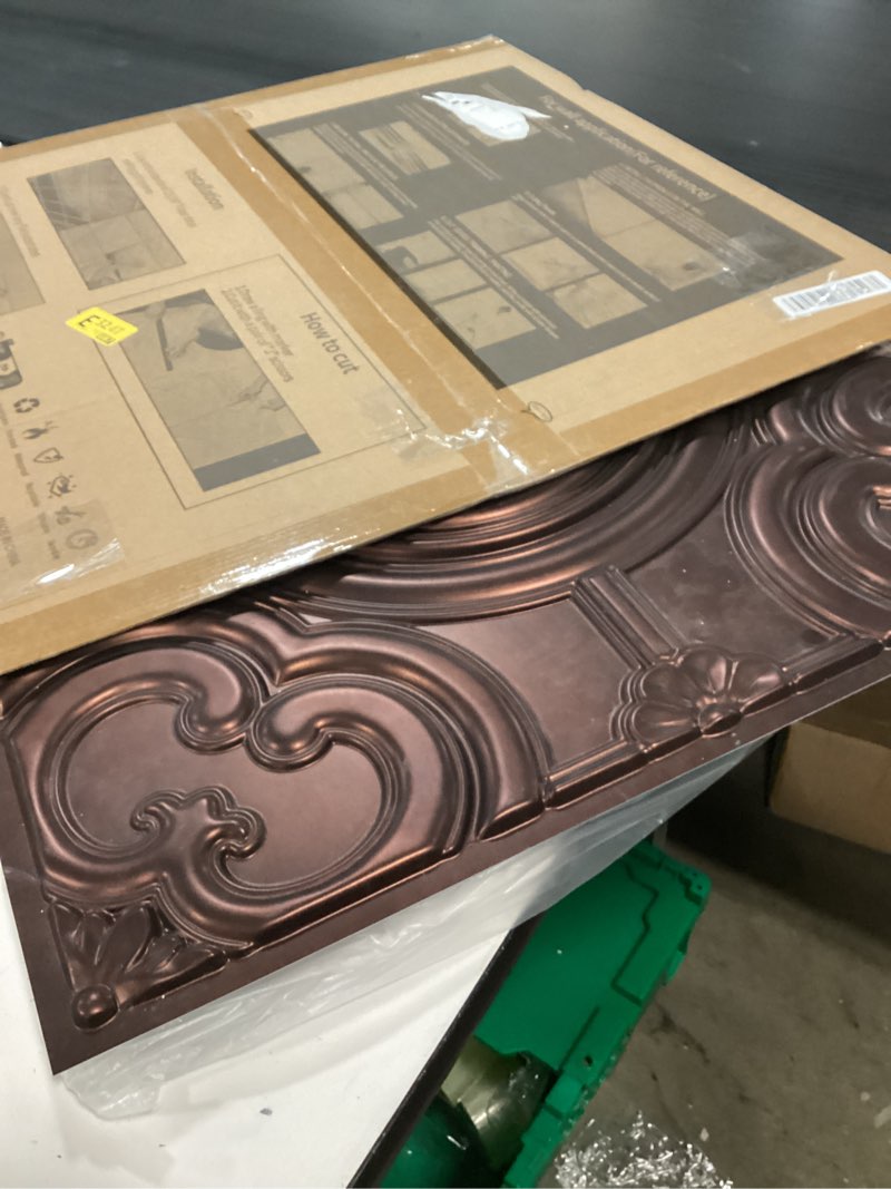 Condition photo showing Good Condition for wowstar 12-pack 24"x24" drop ceiling tiles, waterproof glue up ceiling panels, antique copper