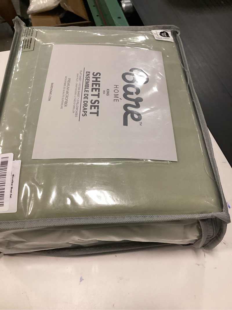 Condition photo showing Good Condition for bare home king sheet set - 1800 ultra-soft microfiber king bed sheets - double brushed - deep pockets - easy fit - 4 piece set - bedding sheets & pillowcases (king, sage) king 30 - sage