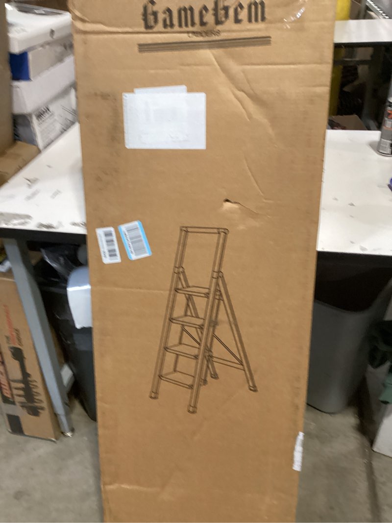 Condition photo showing New/Like New for gamegem 4 step ladder, lightweight aluminum folding step stool with convenient handgrip, stepladders