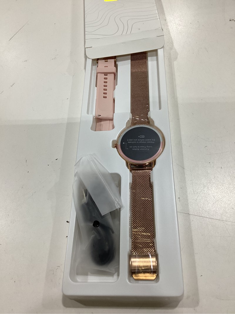 Condition photo showing Good Condition for keeponfit smart watches for women android/iphone, ip68 waterproof fitness tracker with bluetooth calls(answer&make), activity pedometer/heart rate/spo2 monitor/100+ sports model gold pink