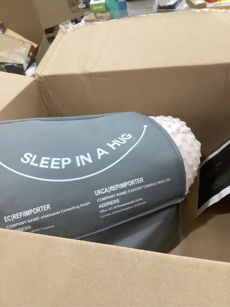 Condition photo showing New/Like New for sleep in a hug weighted blanket 