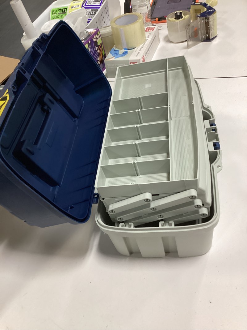 Condition photo showing Good Condition for Plano Fishing Tackle Box Three-Tray Blue/White