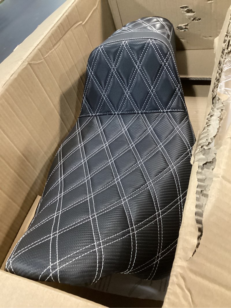 Condition photo showing Good Condition for 2 up seat fit for harley touring driver passenger seat harley touring electra glide street glide road king road glide 2009-2023 white seat-white