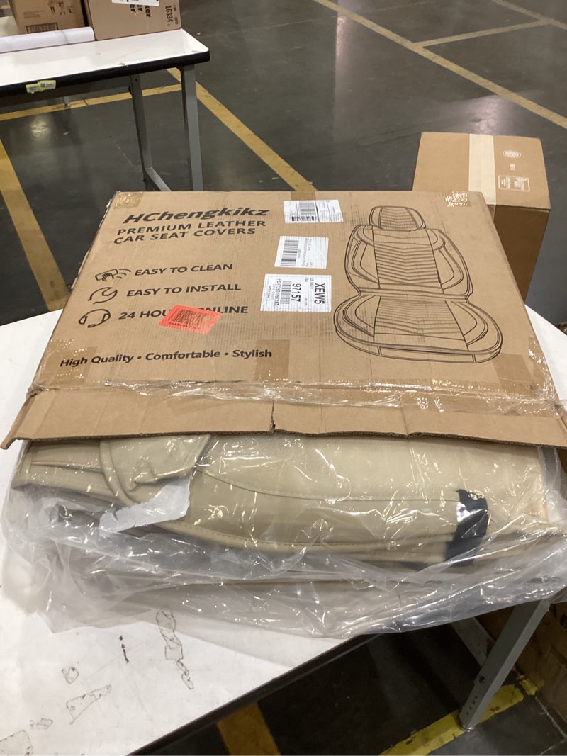 Condition photo showing Good Condition for car seat covers,breathable and waterproof leather automotive seat covers for cars,anti-slip driver seat cover with backrest for suv pick-up truck sedan(style1,5 pcs full set,beige) style1 beige full seat
