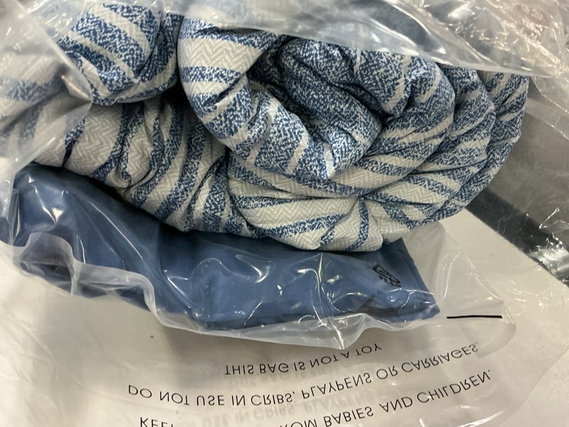 Condition photo showing New/Like New for amberspace twin xl comforter set striped, ocean blue coastal bedding set 5 pieces for boys girls teen, all season bed in a bag for dorm with sheets, pillowcase & sham ocean blue twin xl