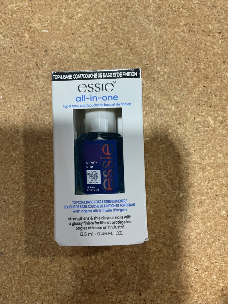 Condition photo showing New/Like New for essie all-in-one base coat + top coat + strengthener nail polish, 0.46 ounces (packaging may vary) 0.46 fl oz (pack of 1) cosmetics - clear