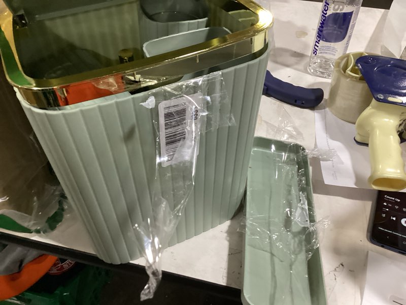 Condition photo showing Good Condition for 26PC Bathroom Accessories Set - Gorgeous Sage Green Bathroom Set, Bathroom Accessory Set, Shower Curtain Set with Bathtub Mats for Shower Tub, Trash Can & Soap Dispenser Sage Green&Gold Bath Set+Bathtub Mat+Shower Curtain&Rugs