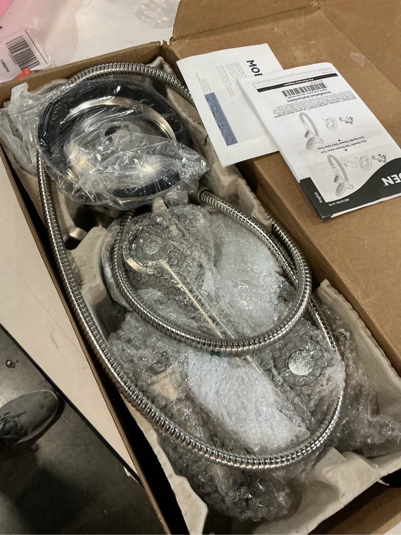 Condition photo showing Good Condition for Moen Engage Multi-Function Handshower and Rainfall Shower Head Trim Combo with Handle, Tub Spout, Metal Hose and Valve, Brushed Nickel, 82304SRN