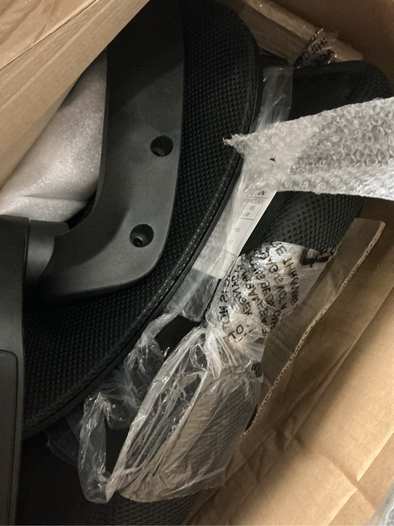 Condition photo showing As Is for DUMOS Home Office Computer Chair - Ergonomic Mid Back Desk with Lumbar Support and Rocking Mode, Height Adjustable with Flip-up Armrest, for Conference Meeting Room, 360° Swivel, Adults, Black Black Frame Black Flip Arm