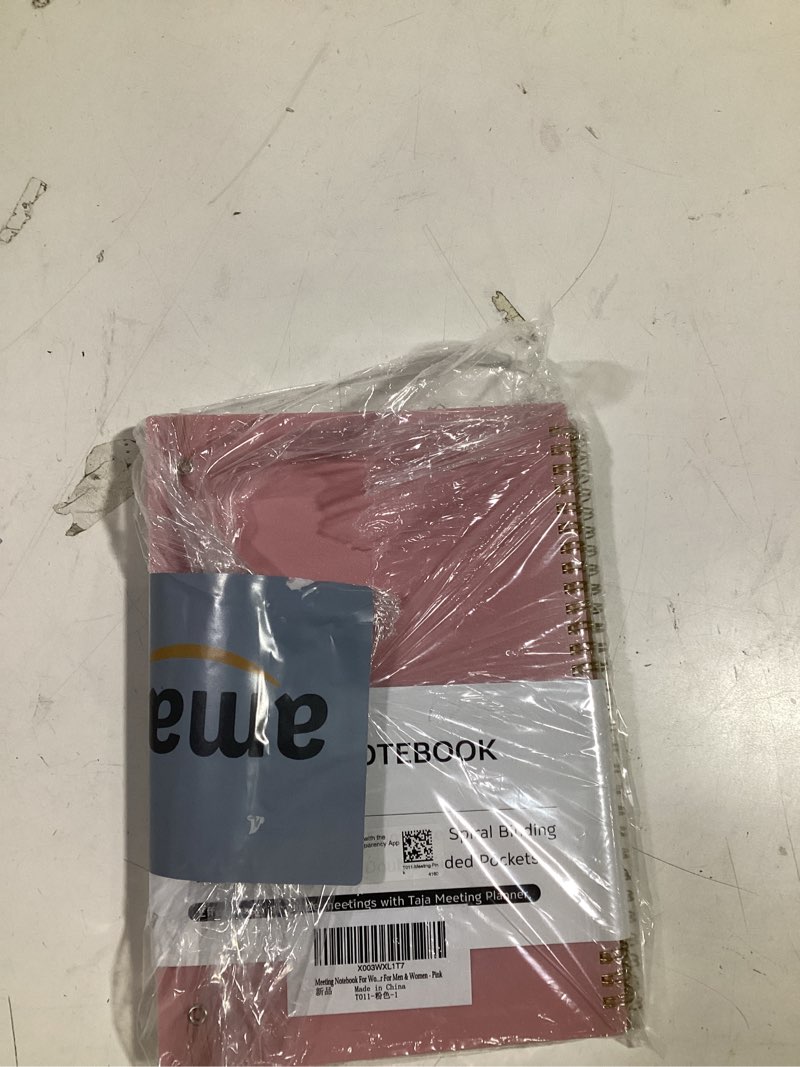 Condition photo showing As Is for lamare meeting notebook for work organization – perfect work notebook for note taking, meeting planner and office supplies for men & women pink small - 5.8x8.2"