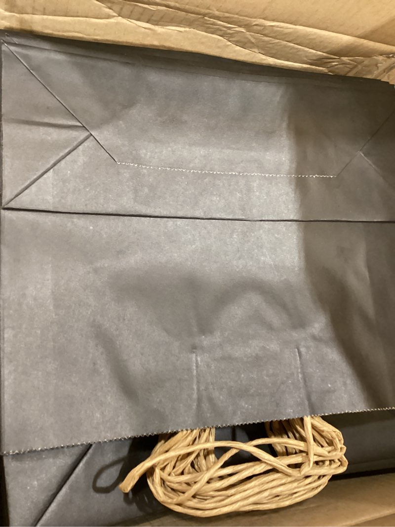 Condition photo showing Good Condition for bakepacker 100-pack wide large size paper bags with handles bulk 12.6"x4.3"x10" black party kraft shopping bags black 12.6"x4.3"x10"(pack of 100)