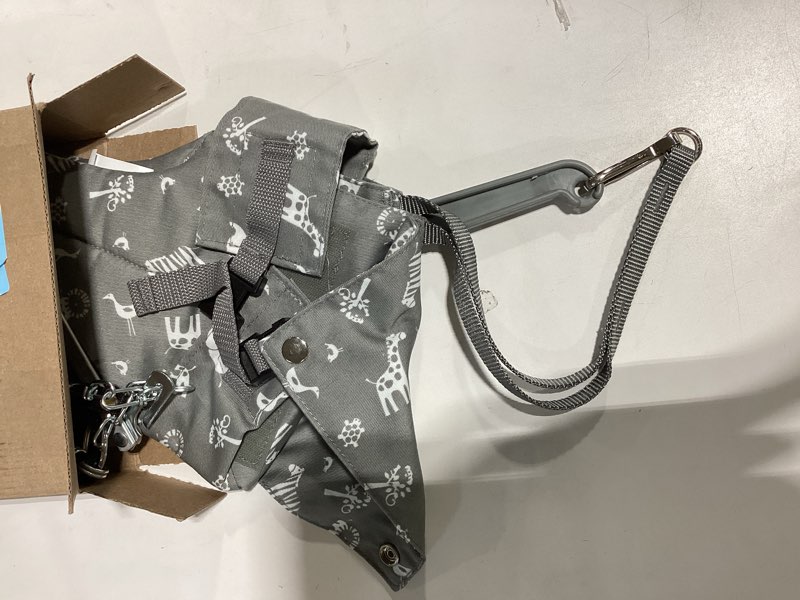 Condition photo showing Good Condition for jolly jumper iconic (grey safari), doorway baby jumper, indoor exercise saddle seat, adjustable height, for infants up to 28lbs, black, no stand required grey safari saddle