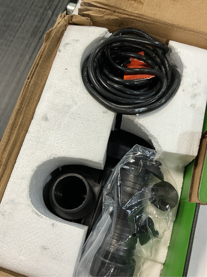Condition photo showing As Is for vivosun 5300 gph submersible water pump, 310w pond pump, ultra quiet aquarium pump with 20ft. lift height for pond waterfall, fish tank, statuary, or hydroponics 310w 310w-5300gph