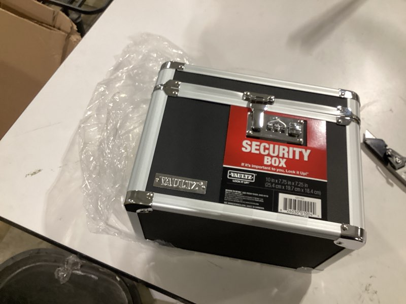 Condition photo showing Good Condition for vaultz secure security lock boxes - safe combination lock box, storage for documents, valuables, medicine & money - 9.88 x 7.75 x 7 inch - black/chrome black/chrome standard lock box