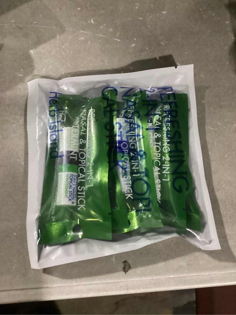 Condition photo showing Good Condition for Herb Island 2 in 1 Nasal Stick Inhaler, Nose Refreshing VapoInhaler, Essential Oil Rub, On-The-Go, Freshing, Focus, Awake (5 Pack Mix) Assorted (5 Flavors)