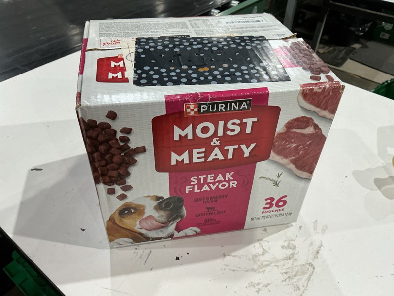 Condition photo showing Good Condition for purina moist and meaty steak flavor soft dog food pouches - 36 ct. pouch