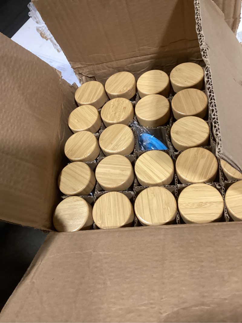 Condition photo showing Good Condition for netany 24 pcs glass spice jars with bamboo lids, 4 oz glass jars with minimalist farmhouse spice labels stickers, collapsible funnel, seasoning storage bottles for spice rack, cabinet, drawer