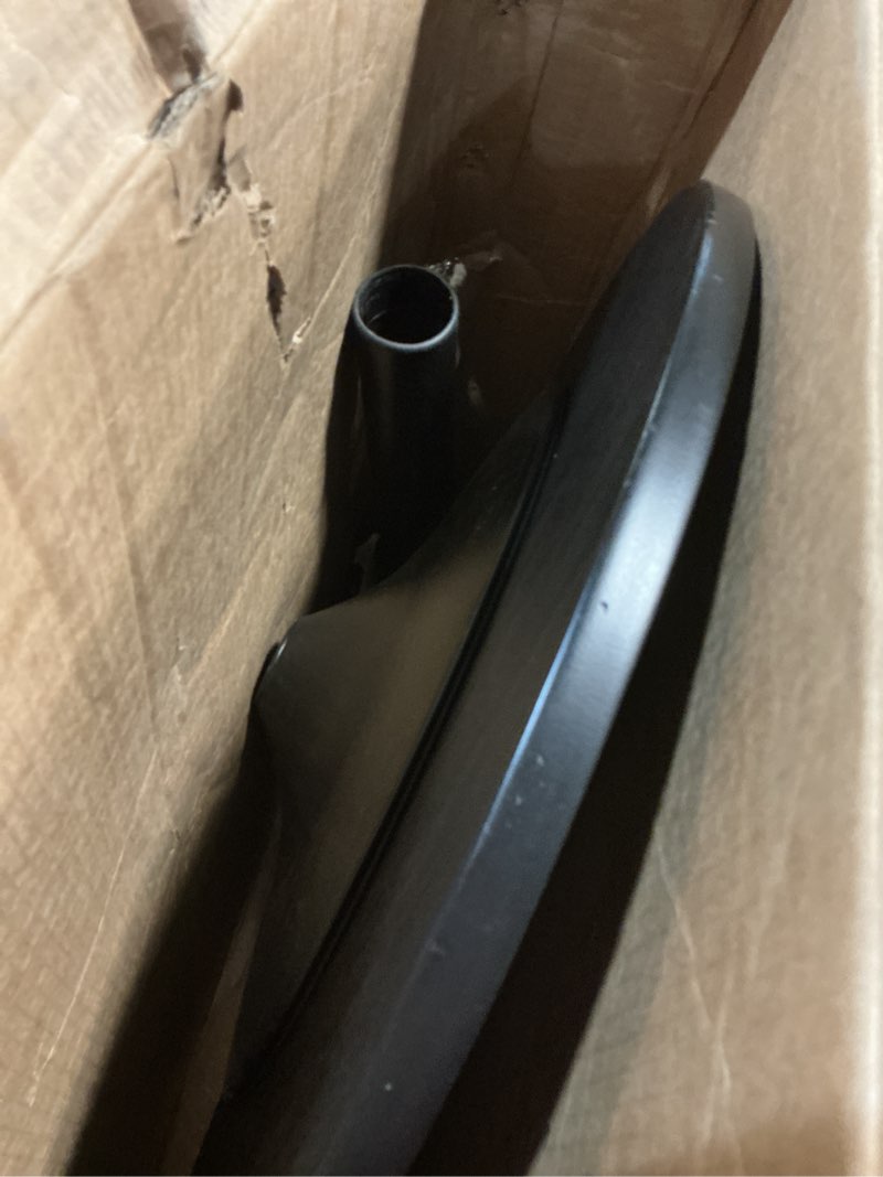 Condition photo showing As Is for Armen Living Bentley Height Adjustable Swivel Pub Table with Black Wood Finish and Black Base Black Wood Top and Metal Base (missing hardware)