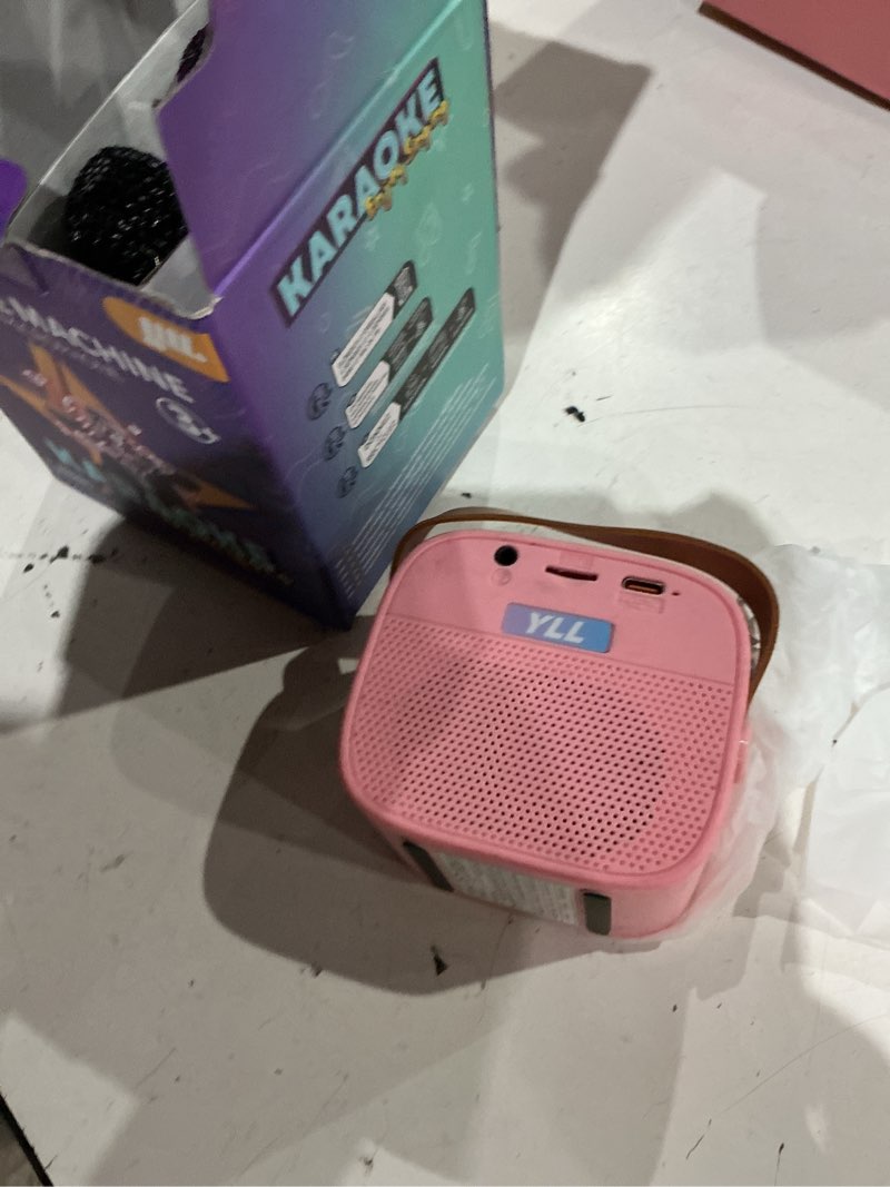 Condition photo showing As Is for yll karaoke machine for kids, portable mini speaker with 2 wireless microphones, trendy toys birthday gifts for girls ages 3, 4, 5, 6, 7, 8, 9, 10+ years old toddler singing family home party (rose)